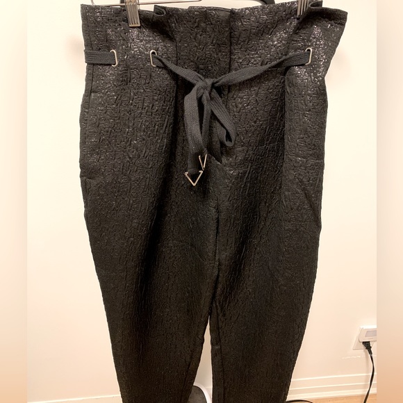 Pleated paperbag black and silver baggy pants - Picture 2 of 8